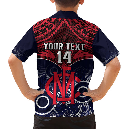 Personalised Melbourne Football Hawaiian Shirt Go Demons Aboriginal Mix Polynesian Pattern LT14