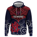 Personalised Melbourne Football Hoodie Go Demons Aboriginal Mix Polynesian Pattern LT14