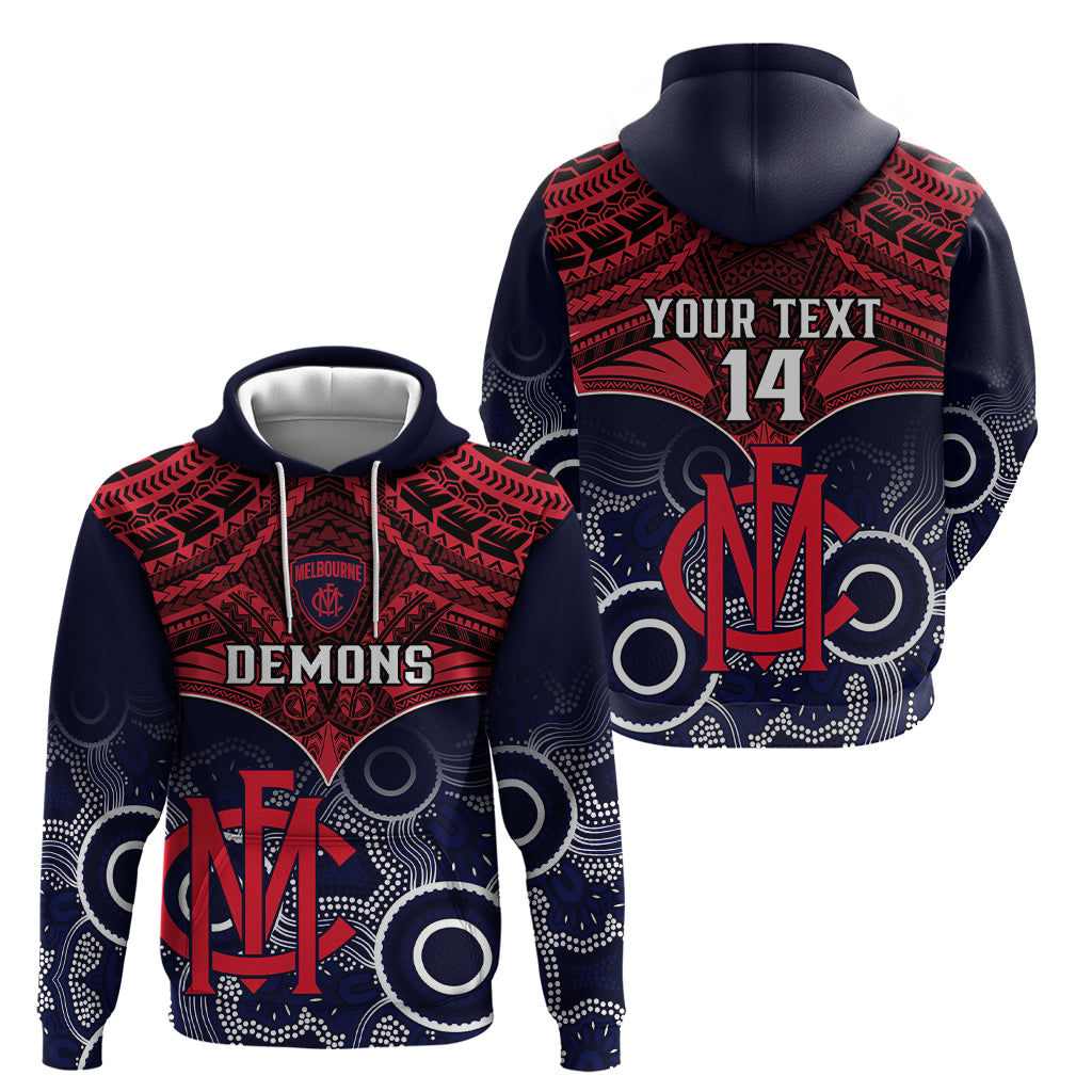 Personalised Melbourne Football Hoodie Go Demons Aboriginal Mix Polynesian Pattern LT14