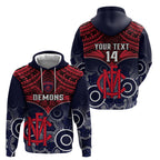 Personalised Melbourne Football Hoodie Go Demons Aboriginal Mix Polynesian Pattern LT14