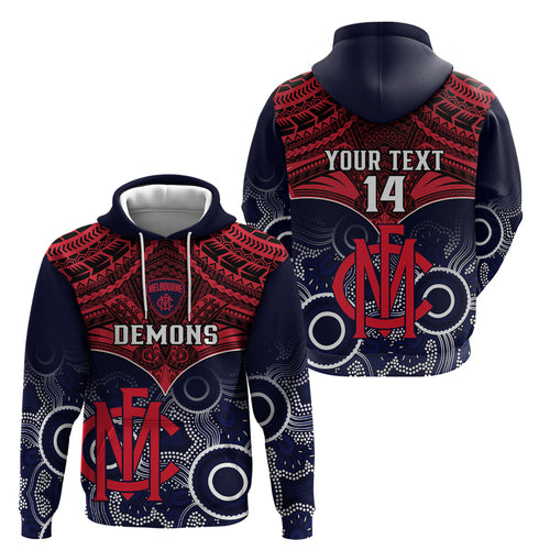 Personalised Melbourne Football Hoodie Go Demons Aboriginal Mix Polynesian Pattern LT14