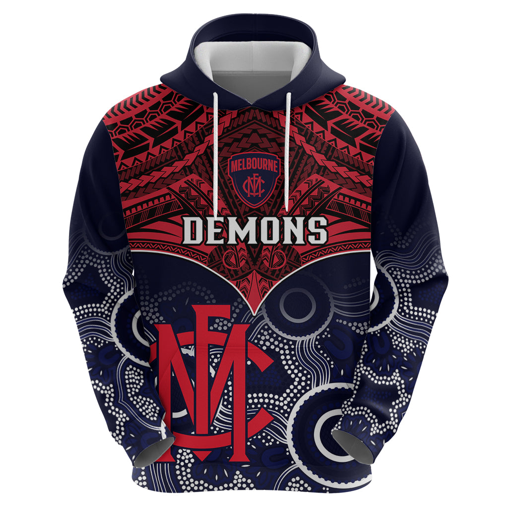 Personalised Melbourne Football Hoodie Go Demons Aboriginal Mix Polynesian Pattern LT14