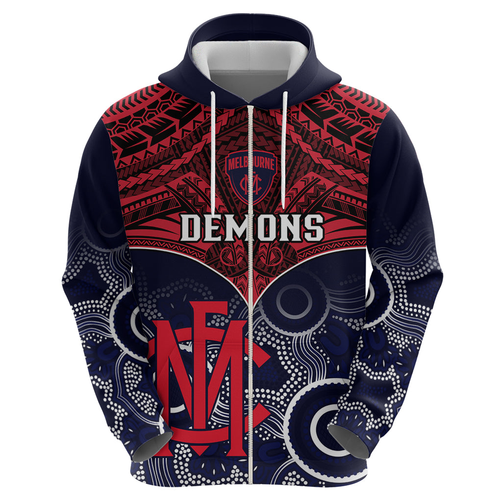 Personalised Melbourne Football Hoodie Go Demons Aboriginal Mix Polynesian Pattern LT14