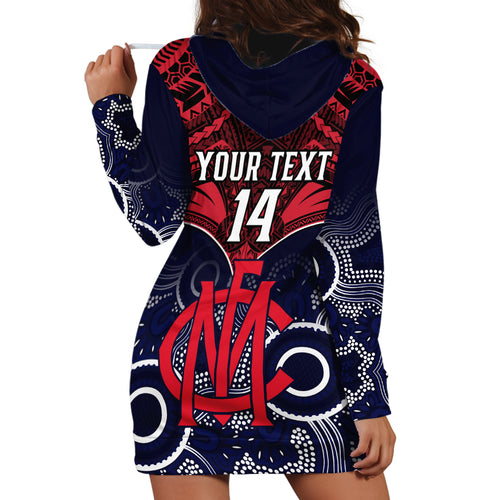 Personalised Melbourne Football Hoodie Dress Go Demons Aboriginal Mix Polynesian Pattern LT14