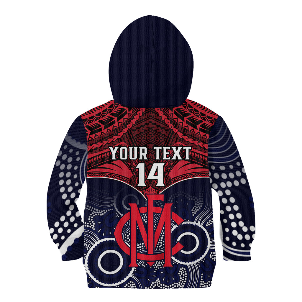 Personalised Melbourne Football Kid Hoodie Go Demons Aboriginal Mix Polynesian Pattern LT14