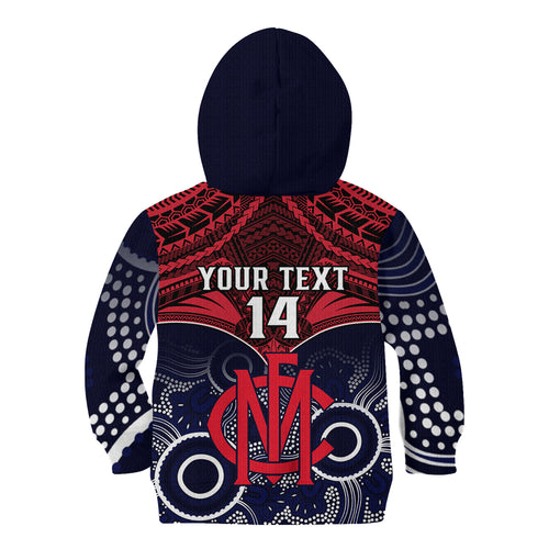 Personalised Melbourne Football Kid Hoodie Go Demons Aboriginal Mix Polynesian Pattern LT14