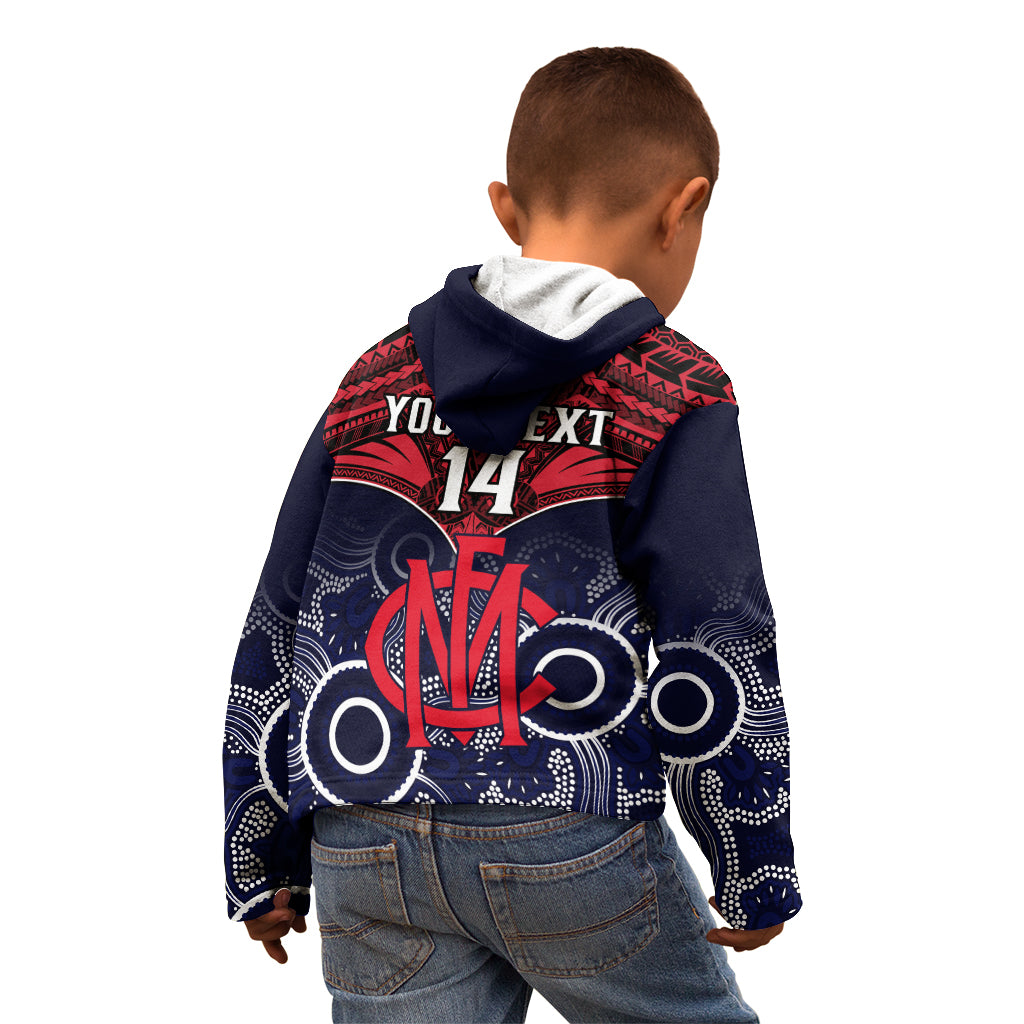 Personalised Melbourne Football Kid Hoodie Go Demons Aboriginal Mix Polynesian Pattern LT14