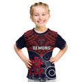 Personalised Melbourne Football Kid T Shirt Go Demons Aboriginal Mix Polynesian Pattern LT14