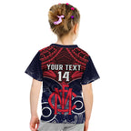 Personalised Melbourne Football Kid T Shirt Go Demons Aboriginal Mix Polynesian Pattern LT14