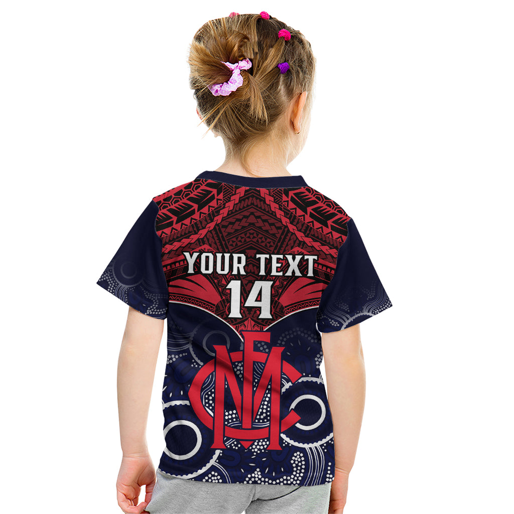 Personalised Melbourne Football Kid T Shirt Go Demons Aboriginal Mix Polynesian Pattern LT14