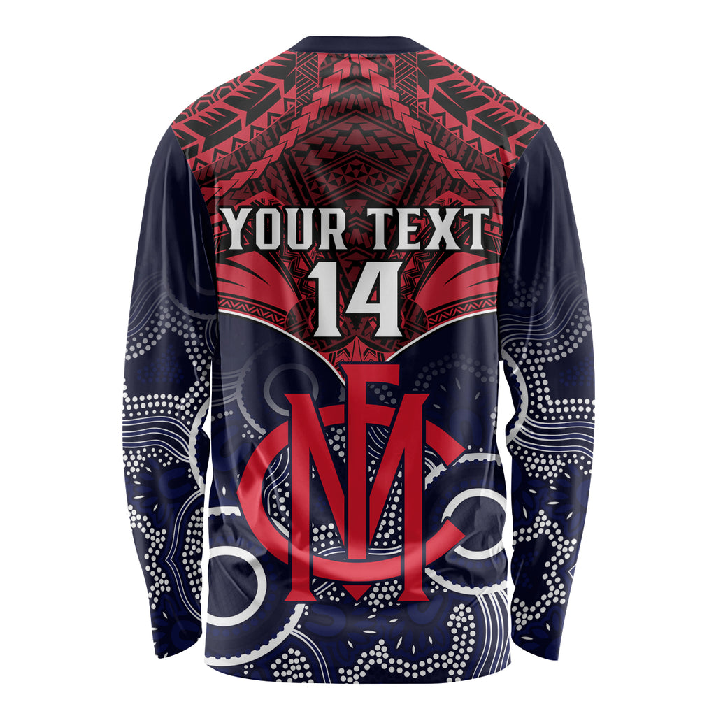 Personalised Melbourne Football Long Sleeve Shirt Go Demons Aboriginal Mix Polynesian Pattern LT14