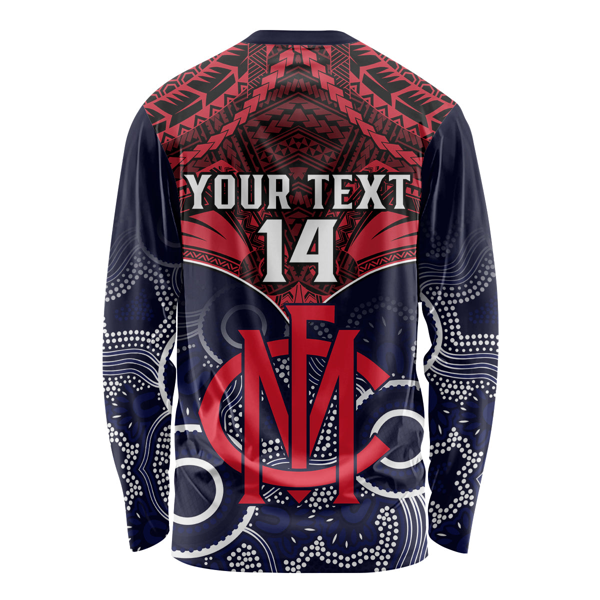 Personalised Melbourne Football Long Sleeve Shirt Go Demons Aboriginal Mix Polynesian Pattern LT14