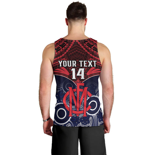 Personalised Melbourne Football Men Tank Top Go Demons Aboriginal Mix Polynesian Pattern LT14