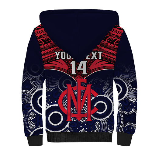 Personalised Melbourne Football Sherpa Hoodie Go Demons Aboriginal Mix Polynesian Pattern LT14