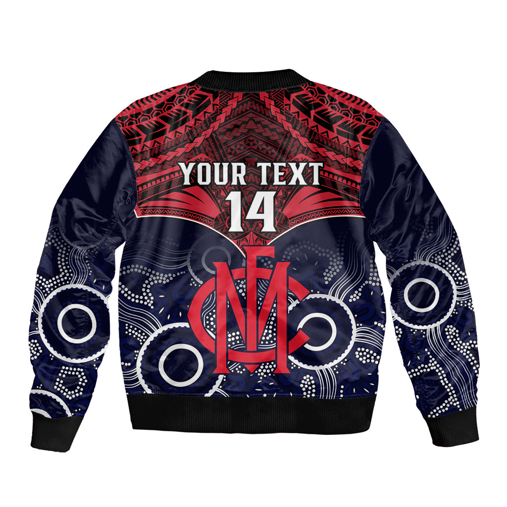Personalised Melbourne Football Sleeve Zip Bomber Jacket Go Demons Aboriginal Mix Polynesian Pattern LT14