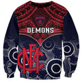 Personalised Melbourne Football Sweatshirt Go Demons Aboriginal Mix Polynesian Pattern LT14