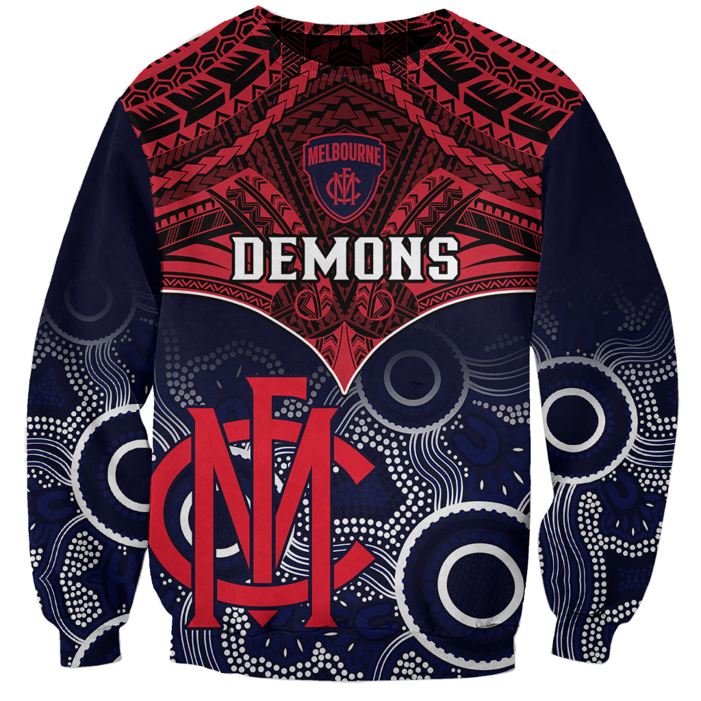 Personalised Melbourne Football Sweatshirt Go Demons Aboriginal Mix Polynesian Pattern LT14