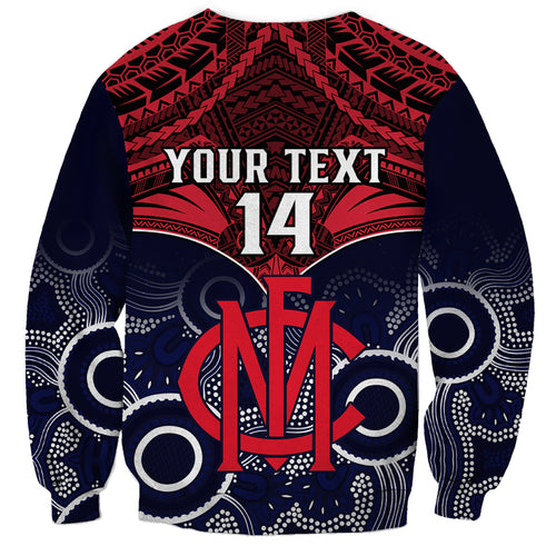 Personalised Melbourne Football Sweatshirt Go Demons Aboriginal Mix Polynesian Pattern LT14