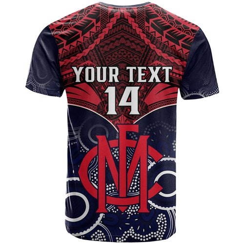 Personalised Melbourne Football T Shirt Go Demons Aboriginal Mix Polynesian Pattern LT14