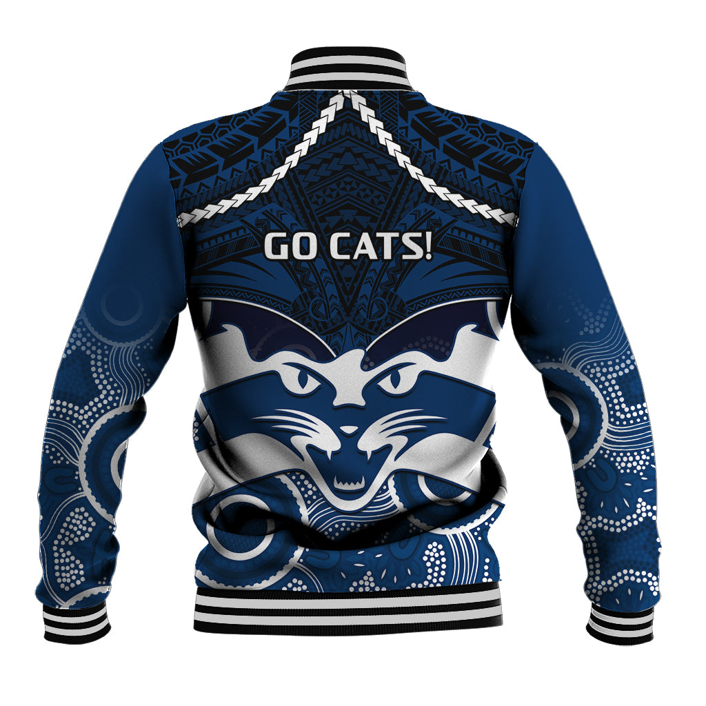 Geelong Football Baseball Jacket Go Cats Aboriginal Mix Polynesian Pattern LT14