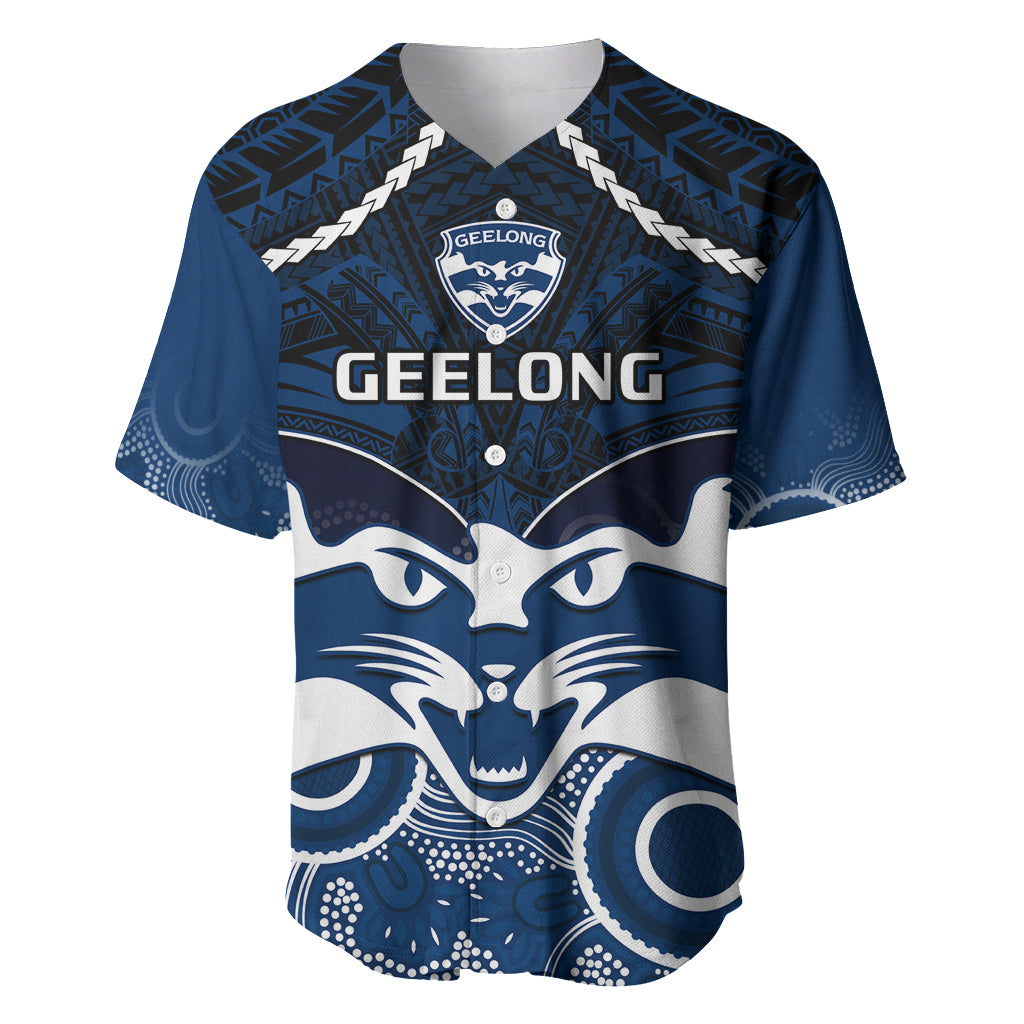 Geelong Football Baseball Jersey Go Cats Aboriginal Mix Polynesian Pattern LT14