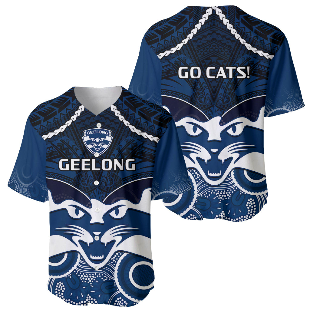 Geelong Football Baseball Jersey Go Cats Aboriginal Mix Polynesian Pattern LT14