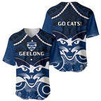 Geelong Football Baseball Jersey Go Cats Aboriginal Mix Polynesian Pattern LT14