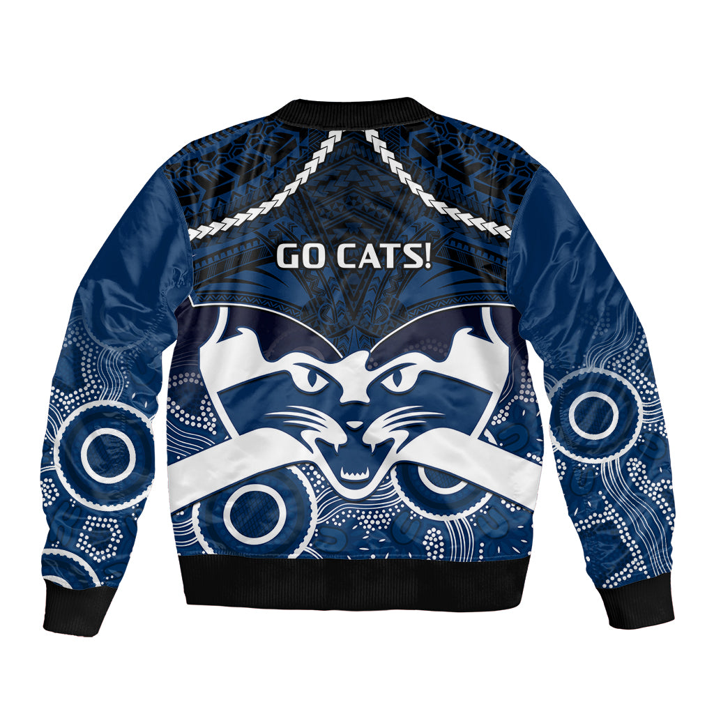 Geelong Football Bomber Jacket Go Cats Aboriginal Mix Polynesian Pattern LT14