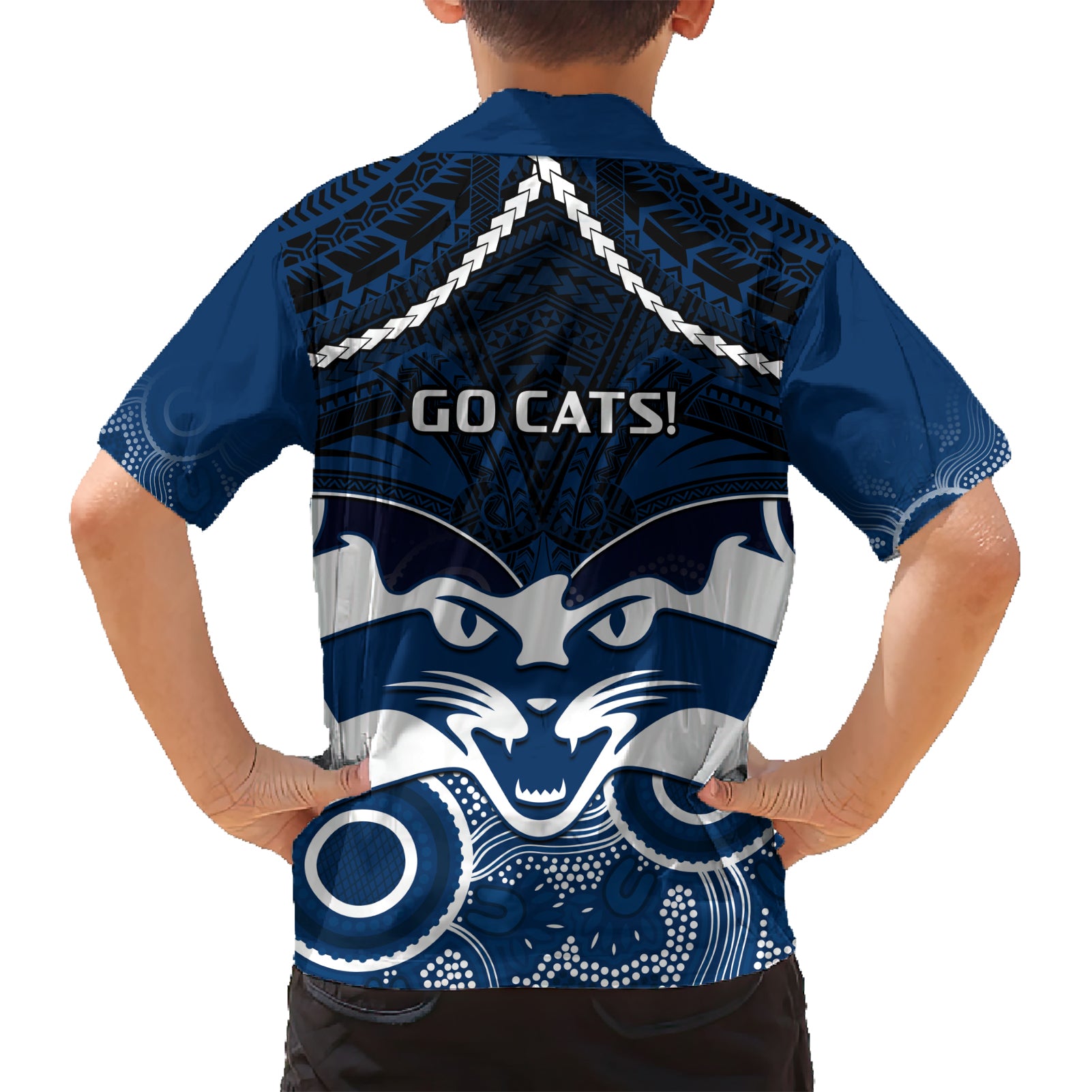 Geelong Football Hawaiian Shirt Go Cats Aboriginal Mix Polynesian Pattern LT14