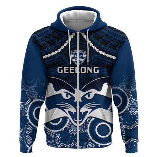 Geelong Football Hoodie Go Cats Aboriginal Mix Polynesian Pattern LT14