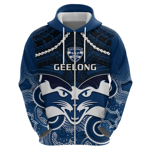 Geelong Football Hoodie Go Cats Aboriginal Mix Polynesian Pattern LT14