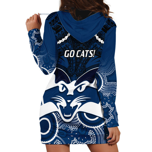 Geelong Football Hoodie Dress Go Cats Aboriginal Mix Polynesian Pattern LT14