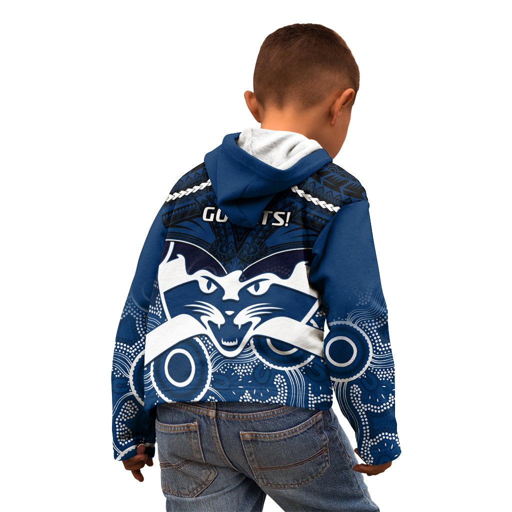 Geelong Football Kid Hoodie Go Cats Aboriginal Mix Polynesian Pattern LT14