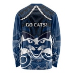 Geelong Football Long Sleeve Shirt Go Cats Aboriginal Mix Polynesian Pattern LT14