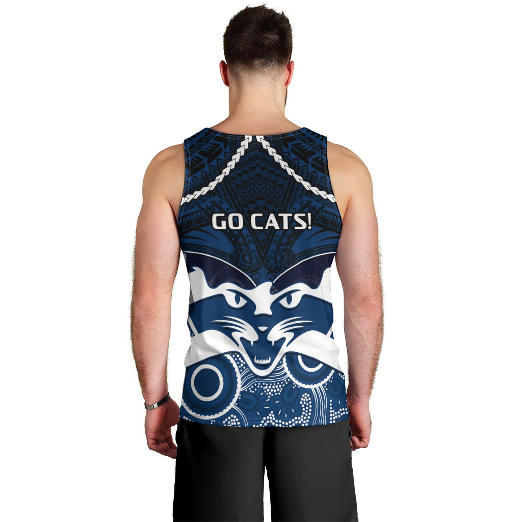 Geelong Football Men Tank Top Go Cats Aboriginal Mix Polynesian Pattern LT14
