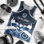 Geelong Football Men Tank Top Go Cats Aboriginal Mix Polynesian Pattern LT14
