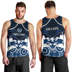 Geelong Football Men Tank Top Go Cats Aboriginal Mix Polynesian Pattern LT14