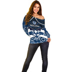 Geelong Football Off Shoulder Sweater Go Cats Aboriginal Mix Polynesian Pattern LT14