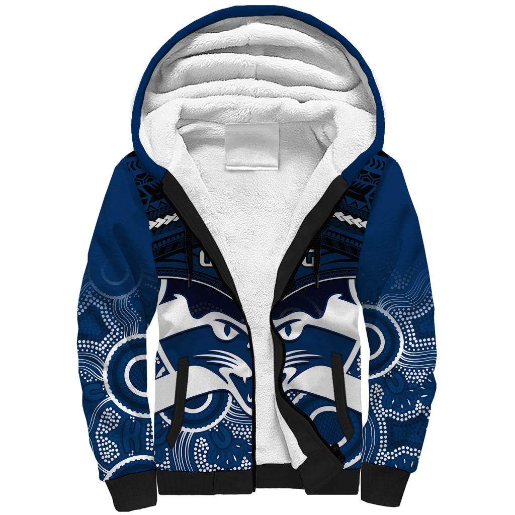 Geelong Football Sherpa Hoodie Go Cats Aboriginal Mix Polynesian Pattern LT14
