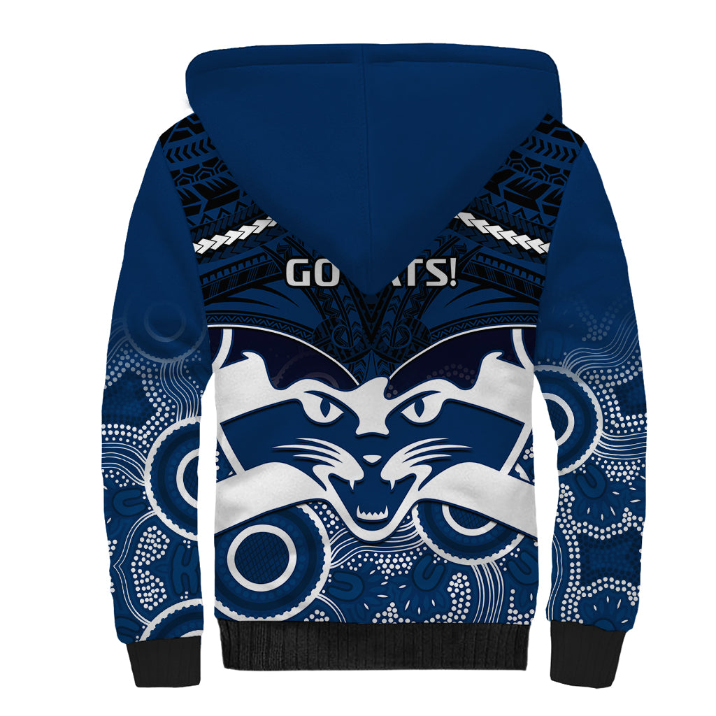 Geelong Football Sherpa Hoodie Go Cats Aboriginal Mix Polynesian Pattern LT14