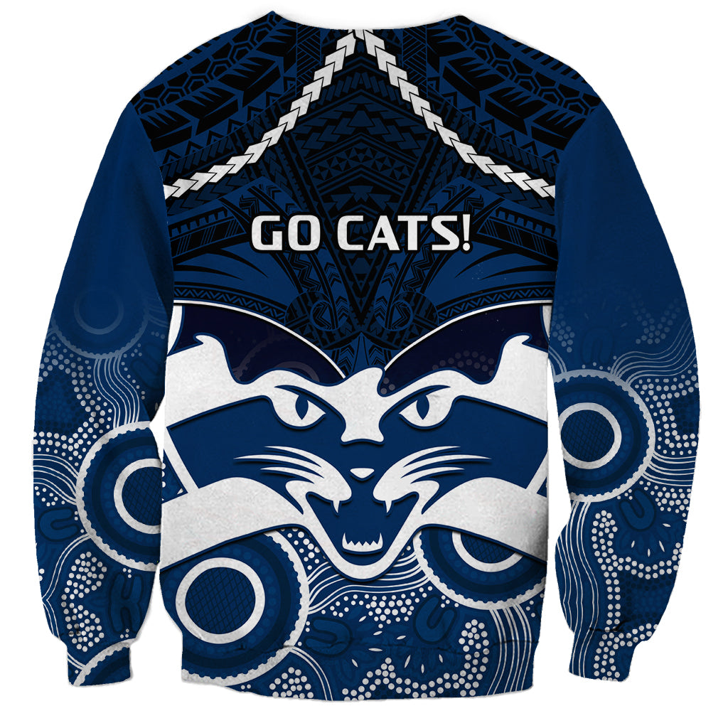 Geelong Football Sweatshirt Go Cats Aboriginal Mix Polynesian Pattern LT14