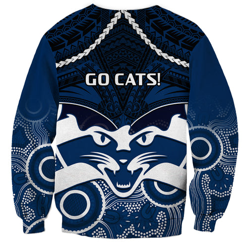 Geelong Football Sweatshirt Go Cats Aboriginal Mix Polynesian Pattern LT14