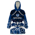 Geelong Football Wearable Blanket Hoodie Go Cats Aboriginal Mix Polynesian Pattern LT14
