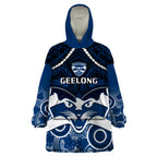 Geelong Football Wearable Blanket Hoodie Go Cats Aboriginal Mix Polynesian Pattern LT14