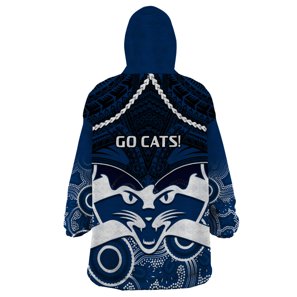 Geelong Football Wearable Blanket Hoodie Go Cats Aboriginal Mix Polynesian Pattern LT14