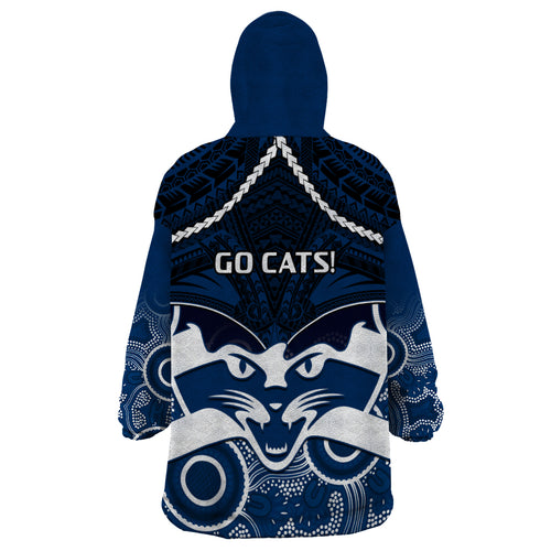 Geelong Football Wearable Blanket Hoodie Go Cats Aboriginal Mix Polynesian Pattern LT14