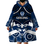 Geelong Football Wearable Blanket Hoodie Go Cats Aboriginal Mix Polynesian Pattern LT14
