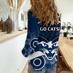 Geelong Football Women Casual Shirt Go Cats Aboriginal Mix Polynesian Pattern LT14