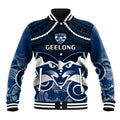 Personalised Geelong Football Baseball Jacket Go Cats Aboriginal Mix Polynesian Pattern LT14