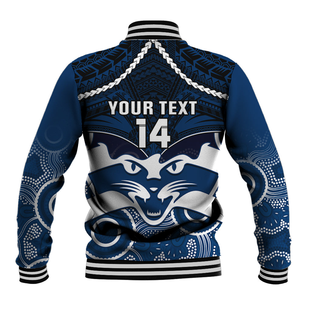 Personalised Geelong Football Baseball Jacket Go Cats Aboriginal Mix Polynesian Pattern LT14